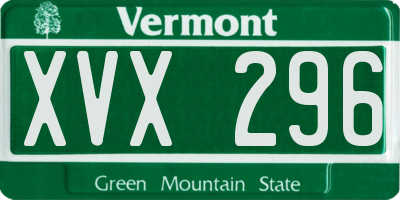 VT license plate XVX296