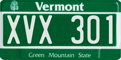 VT license plate XVX301