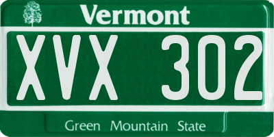VT license plate XVX302
