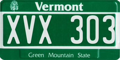 VT license plate XVX303