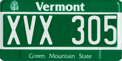 VT license plate XVX305