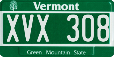 VT license plate XVX308