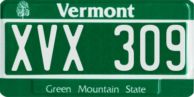 VT license plate XVX309