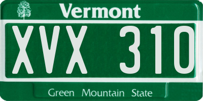 VT license plate XVX310