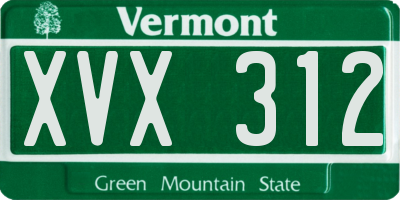 VT license plate XVX312