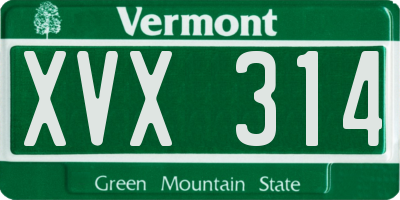 VT license plate XVX314