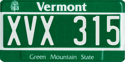 VT license plate XVX315