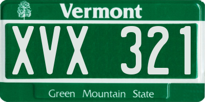 VT license plate XVX321
