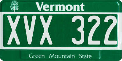 VT license plate XVX322