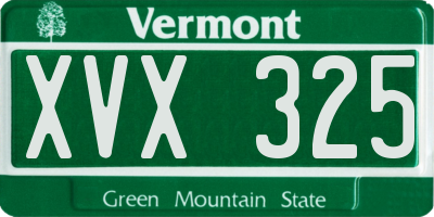 VT license plate XVX325