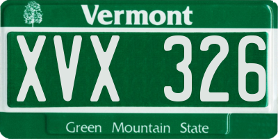 VT license plate XVX326