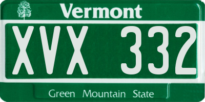 VT license plate XVX332