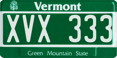 VT license plate XVX333
