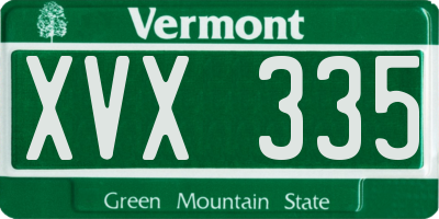 VT license plate XVX335
