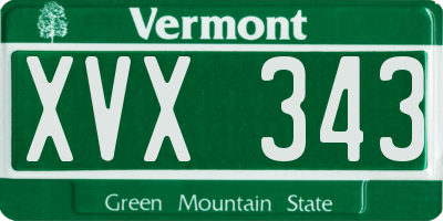 VT license plate XVX343