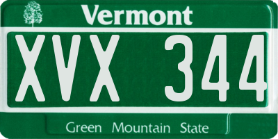 VT license plate XVX344