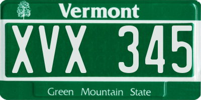 VT license plate XVX345