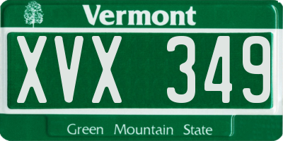 VT license plate XVX349