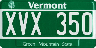 VT license plate XVX350