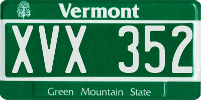 VT license plate XVX352