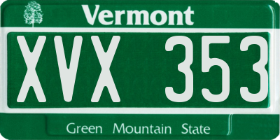 VT license plate XVX353