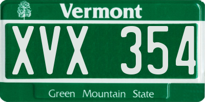 VT license plate XVX354