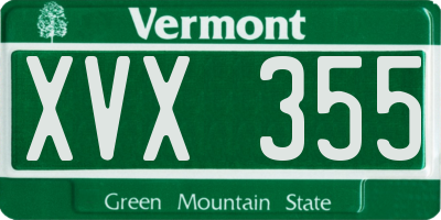 VT license plate XVX355