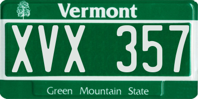 VT license plate XVX357