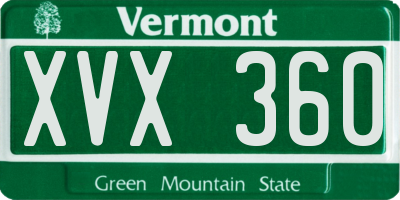VT license plate XVX360