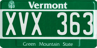 VT license plate XVX363