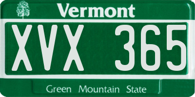 VT license plate XVX365