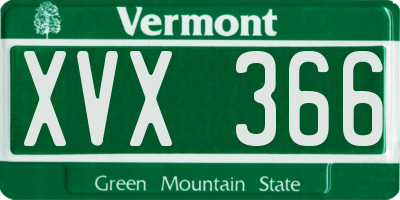 VT license plate XVX366