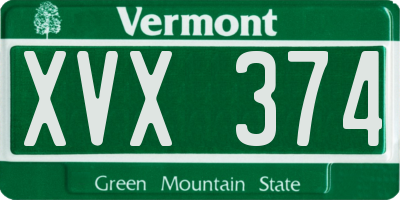 VT license plate XVX374