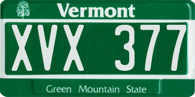 VT license plate XVX377