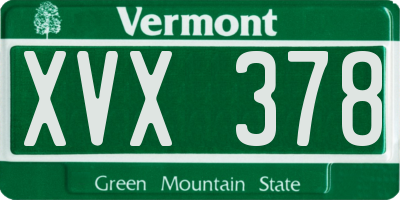 VT license plate XVX378