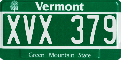 VT license plate XVX379