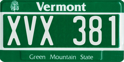 VT license plate XVX381