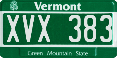 VT license plate XVX383