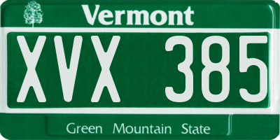 VT license plate XVX385