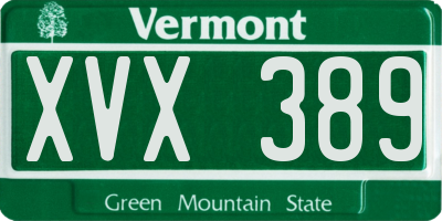 VT license plate XVX389