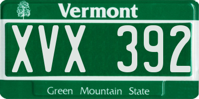 VT license plate XVX392