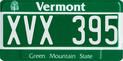 VT license plate XVX395
