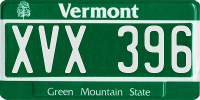 VT license plate XVX396