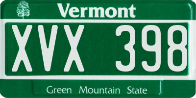 VT license plate XVX398