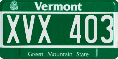 VT license plate XVX403