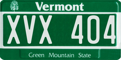 VT license plate XVX404