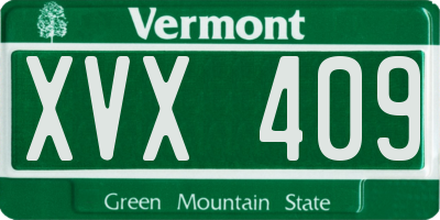 VT license plate XVX409