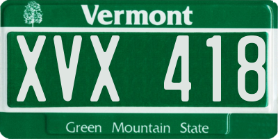 VT license plate XVX418