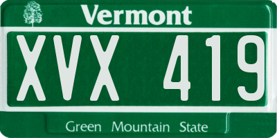 VT license plate XVX419