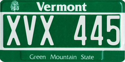 VT license plate XVX445